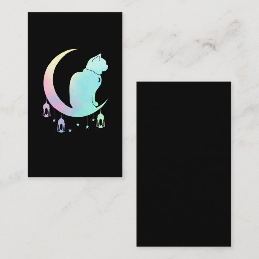 Crescent Moon Pastel Cat Mystical Wicca Goth Visitenkarte (Vorne/Hinten)