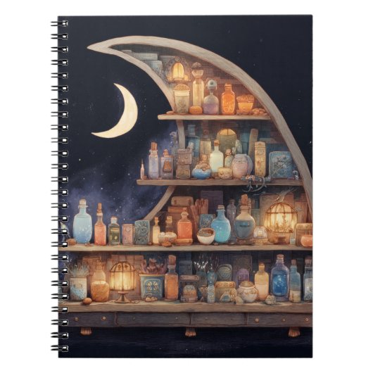 Crescent Moon Potion Shelf-Notebook Notizblock (Vorderseite)
