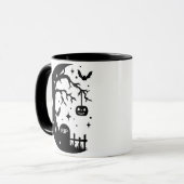 Crescent Moon RIP Bat Pumpkin Halloween Tasse (Vorderseite Links)