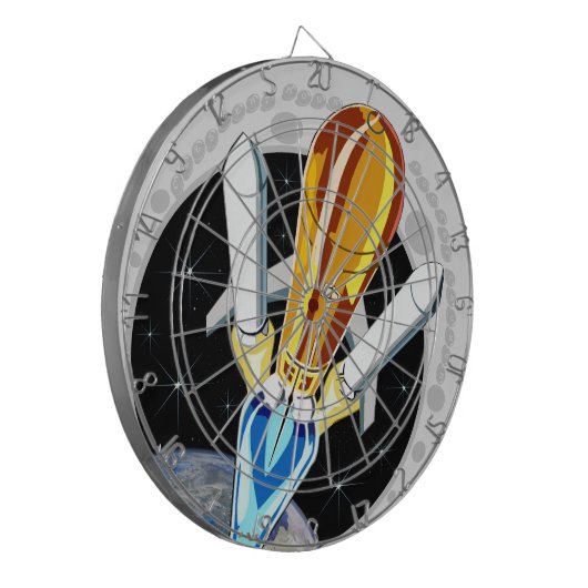 Crescent Moon Rocket Start "Heavy Lift" Dartboard Dartscheibe (Vorderseite Links)