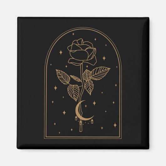 Crescent Moon Rose Occult Witchcraft Magnet (Vorne)