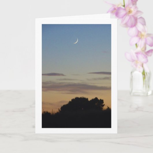 Crescent Moon Silhouette Landschaft Karte (Orchidee)