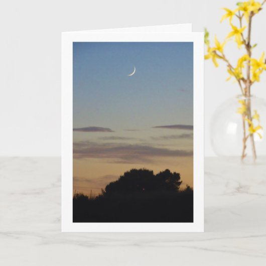 Crescent Moon Silhouette Landschaft Karte (Gelbe Blume)