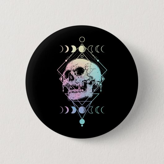 Crescent Moon Skull Occult Hexerei Pastel Goth Button (Vorderseite)