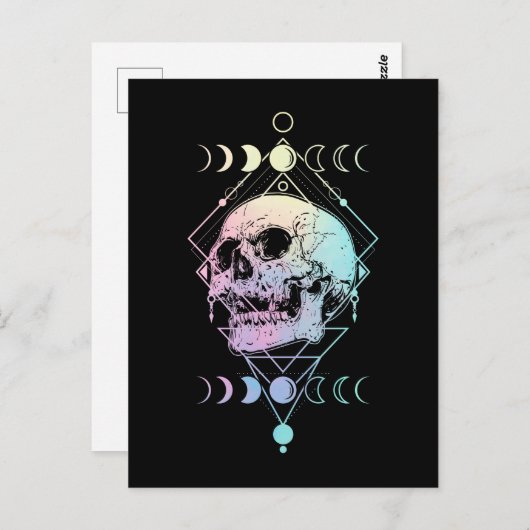 Crescent Moon Skull Occult Hexerei Pastel Goth Postkarte (Vorne/Hinten)
