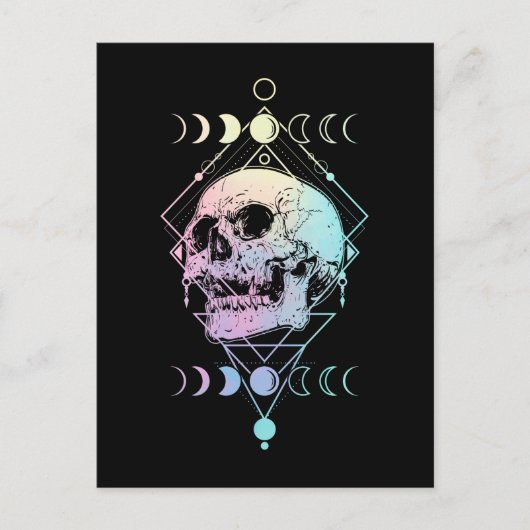 Crescent Moon Skull Occult Hexerei Pastel Goth Postkarte (Vorderseite)