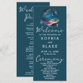 Crescent Moon Starlit Sky Blue Wedding Program (Vorne/Hinten)