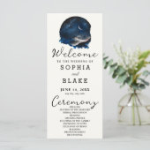 Crescent Moon Starlit Sky Cream Wedding Program (Stehend Vorderseite)
