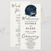 Crescent Moon Starlit Sky Cream Wedding Program (Vorne/Hinten)