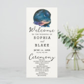Crescent Moon Starlit Sky Cream Wedding Program (Stehend Vorderseite)