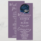 Crescent Moon Starlit Sky Lila Wedding Program (Vorne/Hinten)