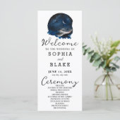 Crescent Moon Starlit Sky White Wedding Program (Stehend Vorderseite)