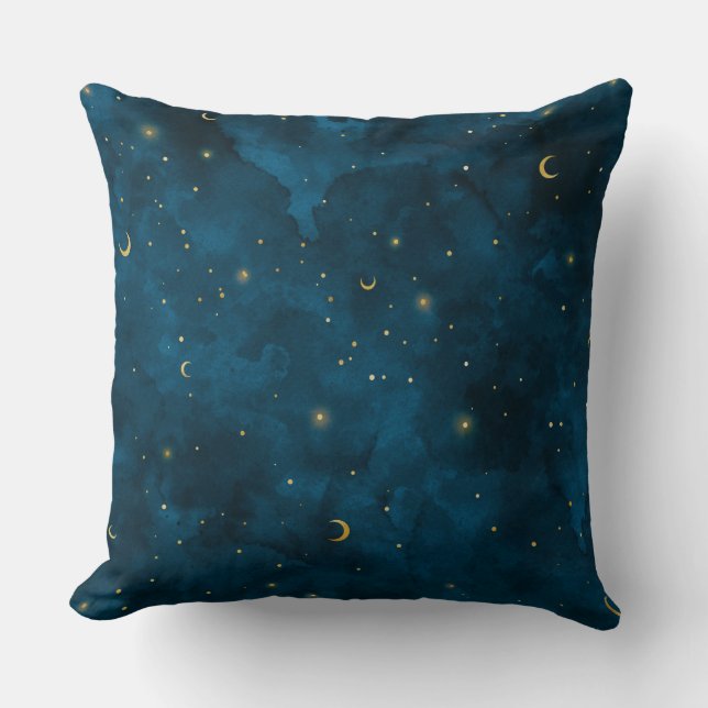 Crescent Moon Starry Night Celestial Kissen (Vorderseite)