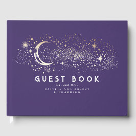 Crescent Moon Starry Night Celestial Wedding Gästebuch