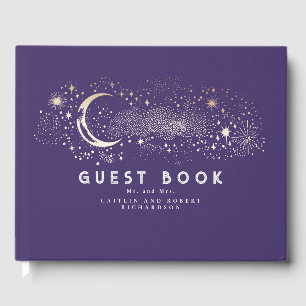 Crescent Moon Starry Night Celestial Wedding Gästebuch