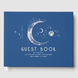 Crescent Moon Starry Night Celestial Wedding Gästebuch
