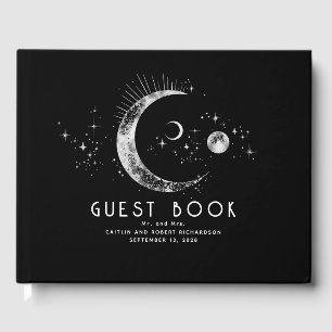 Crescent Moon Starry Night Celestial Wedding Gästebuch