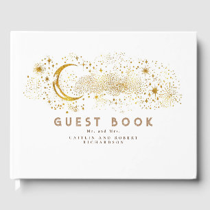 Crescent Moon Starry Night Celestial Wedding Gästebuch