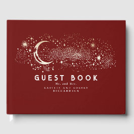 Crescent Moon Starry Night Celestial Wedding Gästebuch