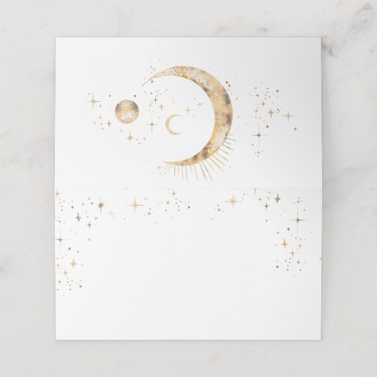 Crescent Moon Starry Night Celestial Wedding Platzkarte (Außenseite Aufgefaltet)