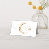 Crescent Moon Starry Night Celestial Wedding Platzkarte (Rückseite)