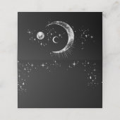 Crescent Moon Starry Night Celestial Wedding Platzkarte (Außenseite Aufgefaltet)