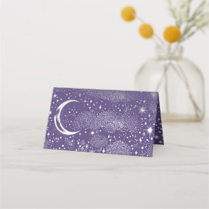 Crescent Moon Starry Night Celestial Wedding Platzkarte