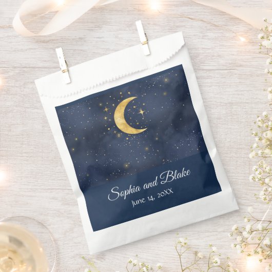 Crescent Moon Starry Night Gastgeschenk Hochzeit B Geschenktütchen (Ausgeschnitten)