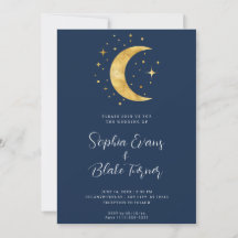 Crescent Moon Starry Night Navy Blue Wedding