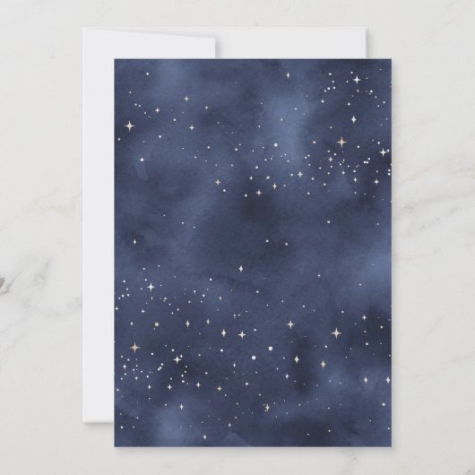 Crescent Moon Starry Night Navy Junggeselinnen-Abs Einladung (Rückseite)