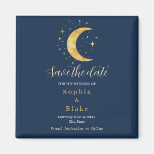 Crescent Moon Starry Night Navy Save the Date Magnet
