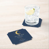 Crescent Moon Starry Night Navy Save the Date Untersetzer (Vor Ort)