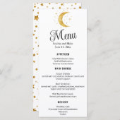 Crescent Moon Starry Night Wedding Flat Menu Menükarte (Vorne/Hinten)