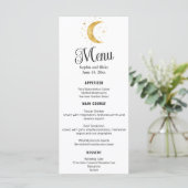 Crescent Moon Starry Night Wedding Flat Menu Menükarte (Stehend Vorderseite)
