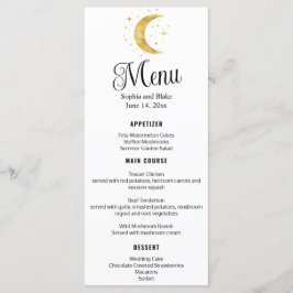 Crescent Moon Starry Night Wedding Flat Menu Menükarte