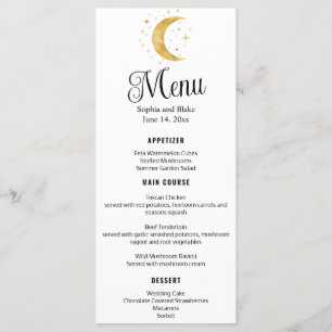 Crescent Moon Starry Night Wedding Flat Menu Menükarte