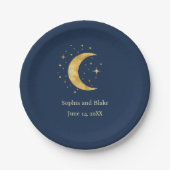 Crescent Moon Starry Night Wedding Pappteller (Vorderseite)