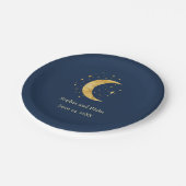 Crescent Moon Starry Night Wedding Pappteller (Schrägansicht)