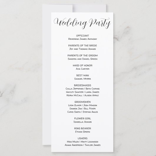 Crescent Moon Starry Night White Wedding Programm (Rückseite)