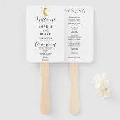 Crescent Moon Starry Night White Wedding Programm Fächer (Vorne und Hinten)