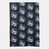 Crescent Moon Stars Celestial Black Halloween Geschirrtuch (Vertikal)