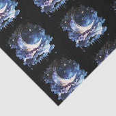 Crescent Moon Stars Celestial Black Halloween Seidenpapier (Detail)