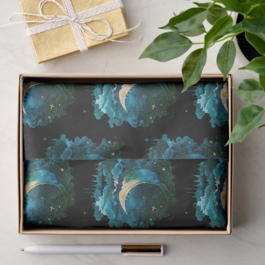 Crescent Moon Stars Celestial Black Halloween Seidenpapier (Geschenk)