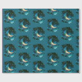 Crescent Moon Stars Celestial Blue Halloween Geschenkpapier (Flach)