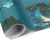 Crescent Moon Stars Celestial Blue Halloween Geschenkpapier (Rolleneckpunkt)