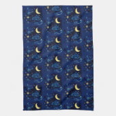 Crescent Moon Stars Celestial Blue Halloween Geschirrtuch (Vertikal)