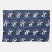 Crescent Moon Stars Celestial Blue Halloween Geschirrtuch (Horizontal)