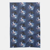 Crescent Moon Stars Celestial Blue Halloween Geschirrtuch (Vertikal)