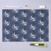 Crescent Moon Stars Celestial Blue Halloween Seidenpapier (Handwerk)