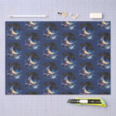 Crescent Moon Stars Celestial Blue Halloween Seidenpapier (Handwerk)